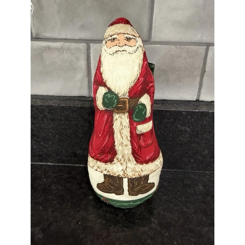 Santa Claus Pillow Stuffed Cut n Sew 1970's Vintage Christmas Decor 8 Inch Tall